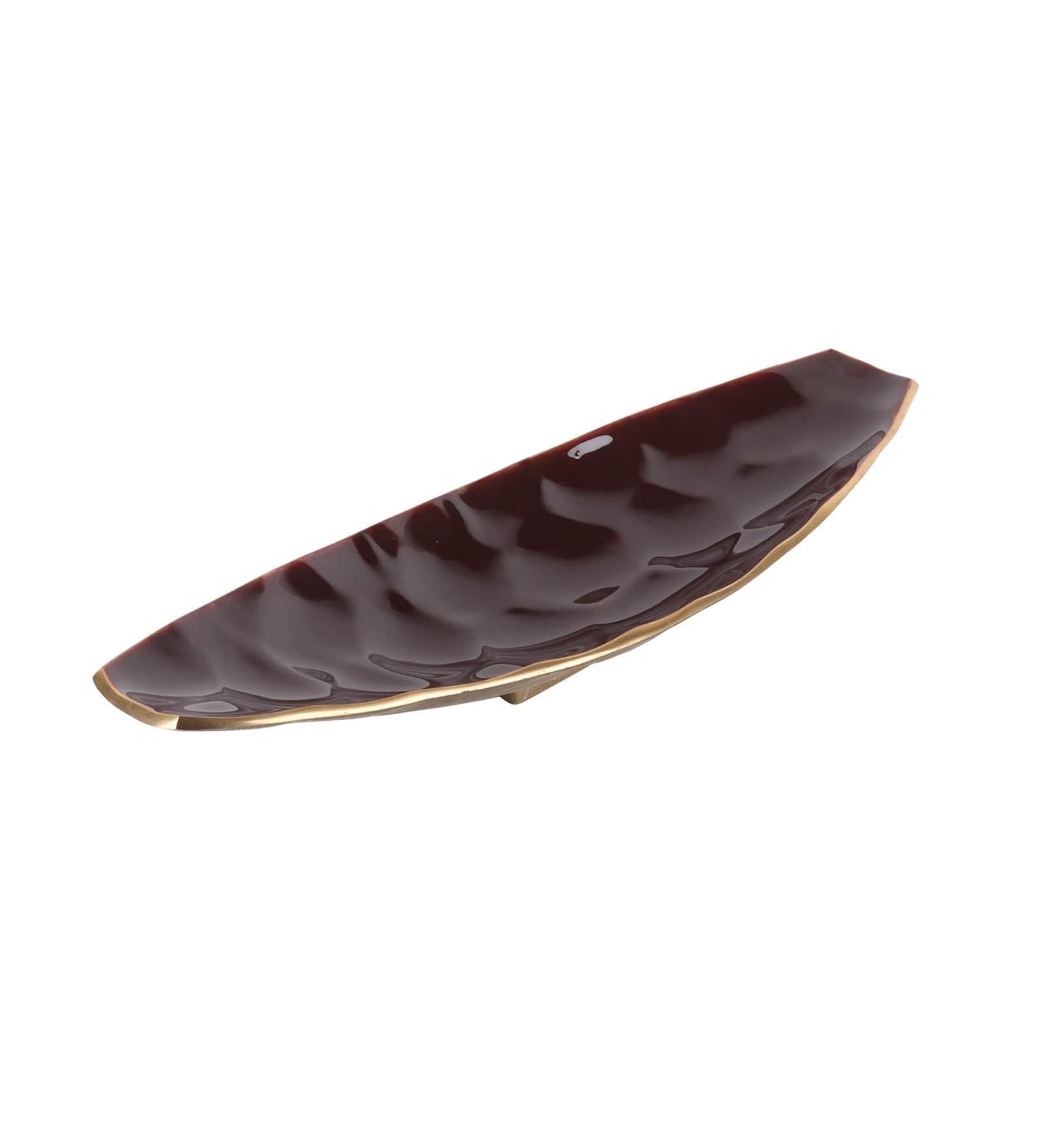 serving tray maroon gold - Ouch Cart 