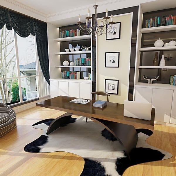 Maricel Rectangular Writing Desk Solid Wood Metal Base Office Desk - Ouch Cart 