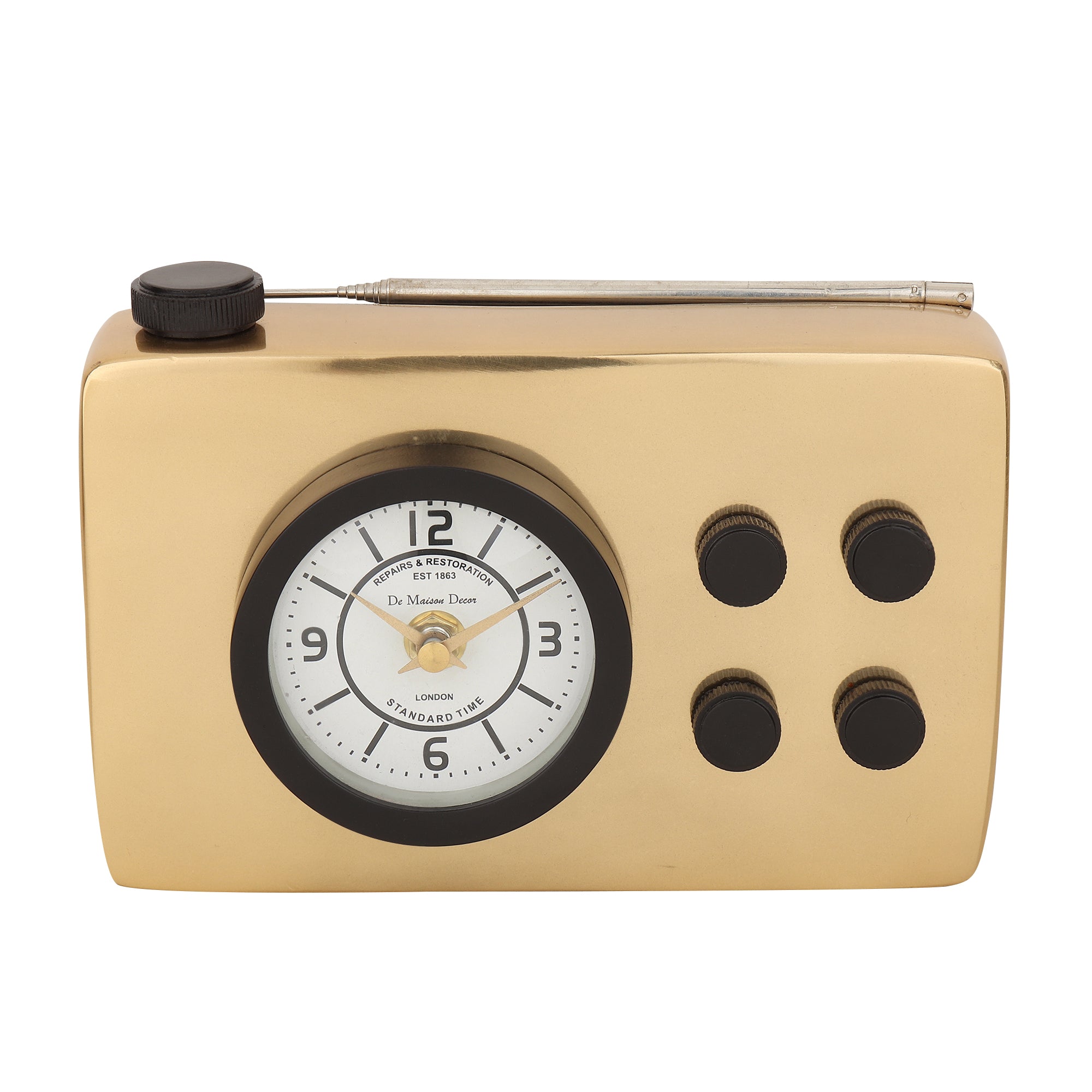 Broadcaster Table Clock In Gold