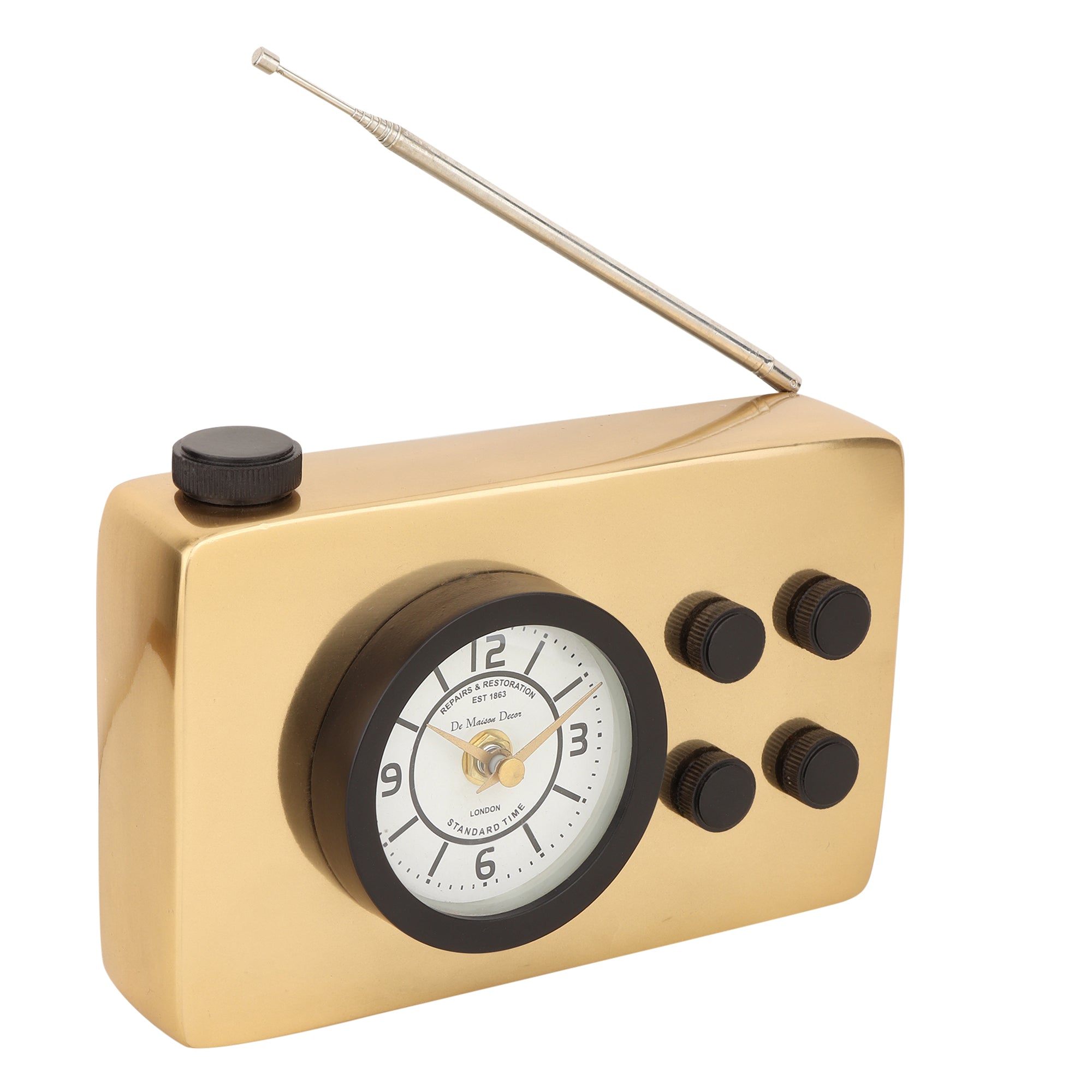 Broadcaster Table Clock In Gold