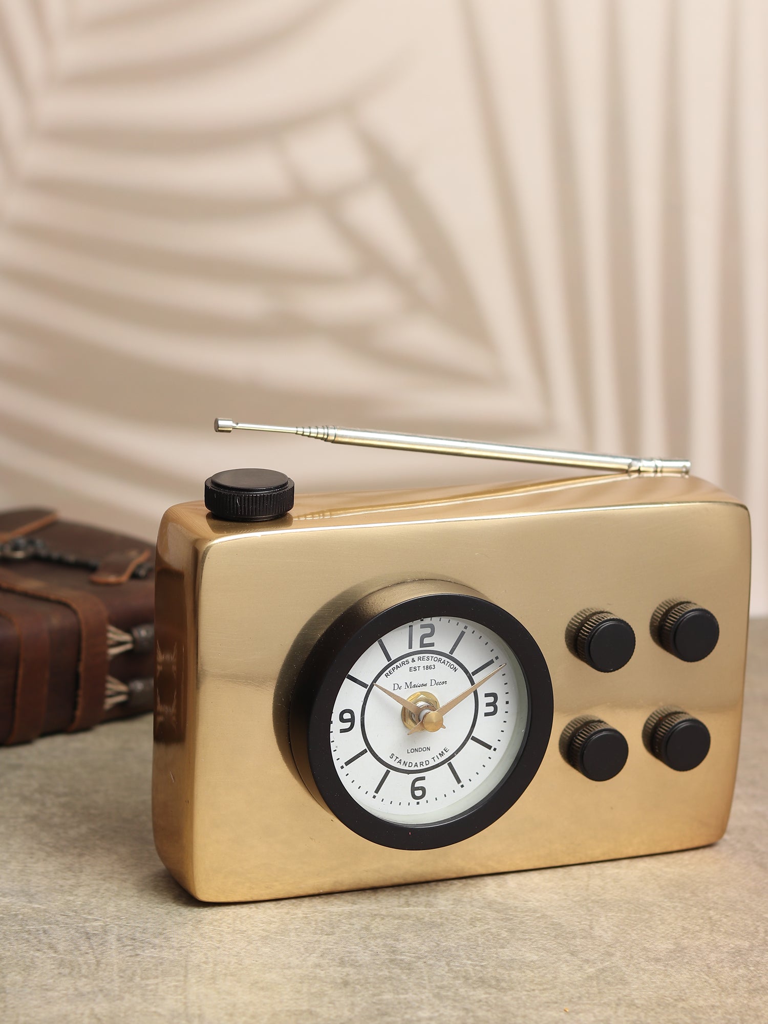 Broadcaster Table Clock In Gold