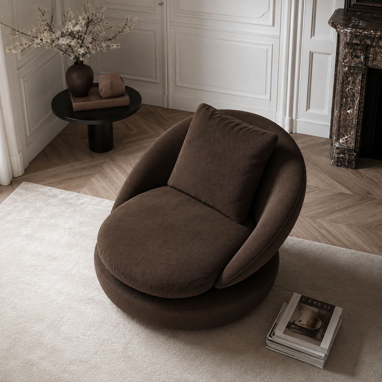 Ouch Cart Modern Brown Upholstered Accent Lounge Chair