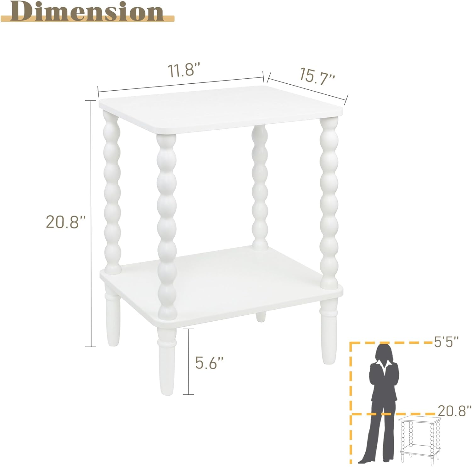 Side Table, Small End Table with Storage Shelf, 2-Tier Small Coffee Tables Living Room for Bedroom, Narrow Spaces (Rustic Brown)