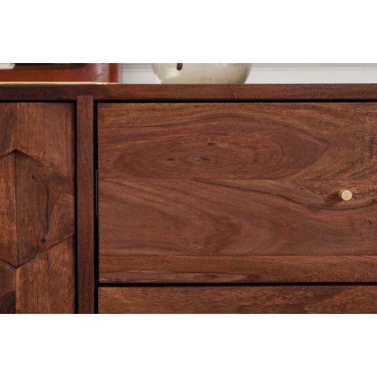 Sheesham Wood Geneva Sideboard with Three Drawer 145x40x75 CM (Honey Finish) - Ouch Cart 