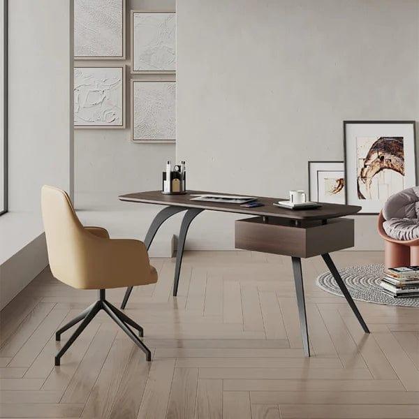 Jocelyn Mid-Century Modern Walnut Office Desk Rectangular Writing Desk with 1 Drawer - Ouch Cart 