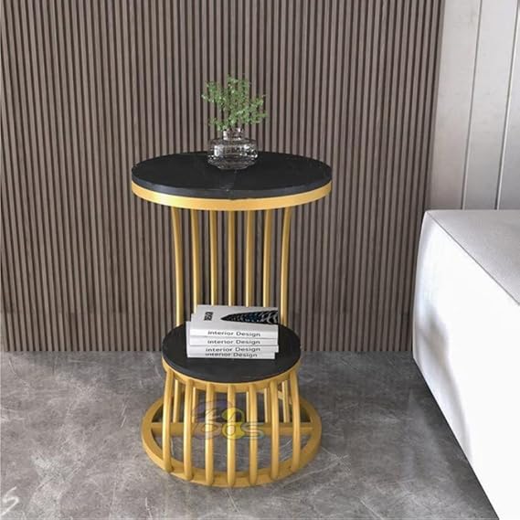 Accent Coffee Table Simple Modern Bedside Cabinet Small Round Table Faux Marble Top Metal Table Living Room Sofa