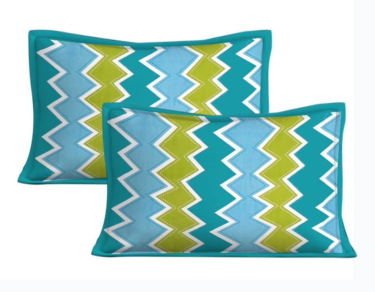 Pure Cotton Double King Bedsheet with 2 Matching Pillow Covers | 90 x 100 Inches | 160 Thread Count | Rajasthani Jaipuri Geometric Print | Summer Bedsheet