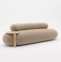 Modern 2-Seater Sofa with Side Table – Curved Upholstered Couch for Living Room