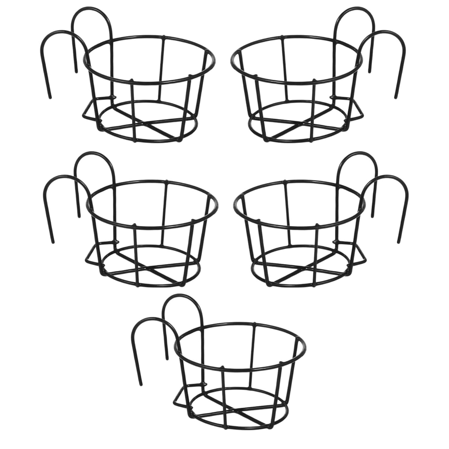 Product image Worthy Shoppee Round Metal Hanging Flower Pot Stand for Railing | Balcony & Outdoor Planter Pot Holder | Indoor Garden Gamla Stand | Plant Stand for Balcony (