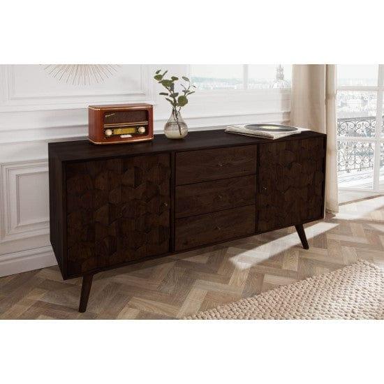 Sheesham Wood Geneva Sideboard with Three Drawer 145x40x75 CM (Walnut Finish)