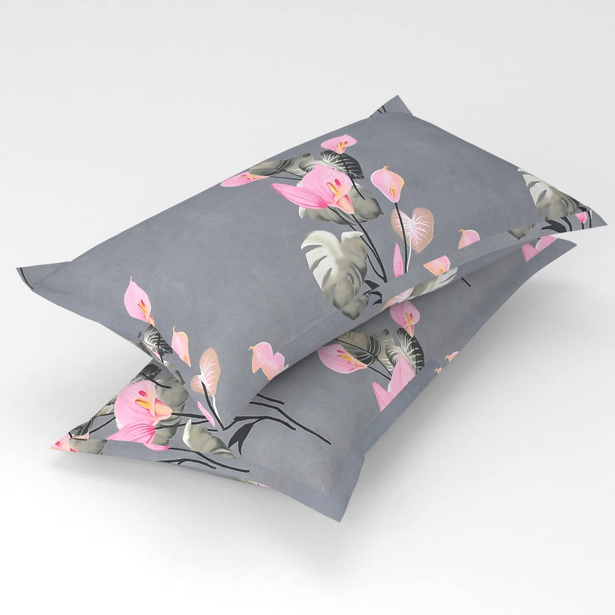 Glace Cotton Single Bedsheet with 1 Pillow Cover | 220 Thread Count | Superfine Floral Print Flat Bedsheet | Soft & Comfortable Summer Bedding for Adults