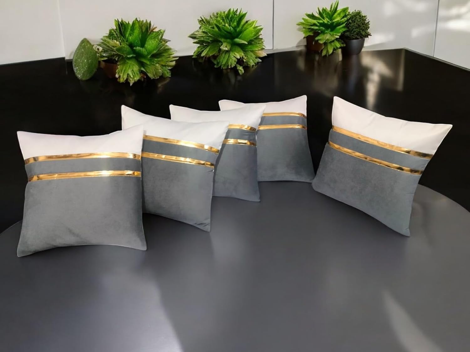 Self-Design Cushion Covers, 16 x 16 Inch, Blue, Set of 5