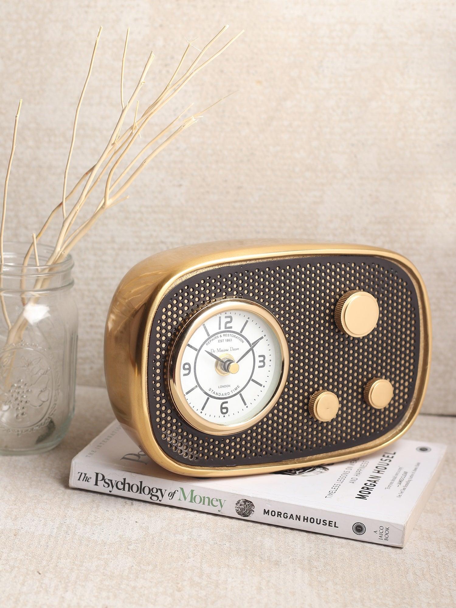 Radio Wave Table Clock In Gold Frame