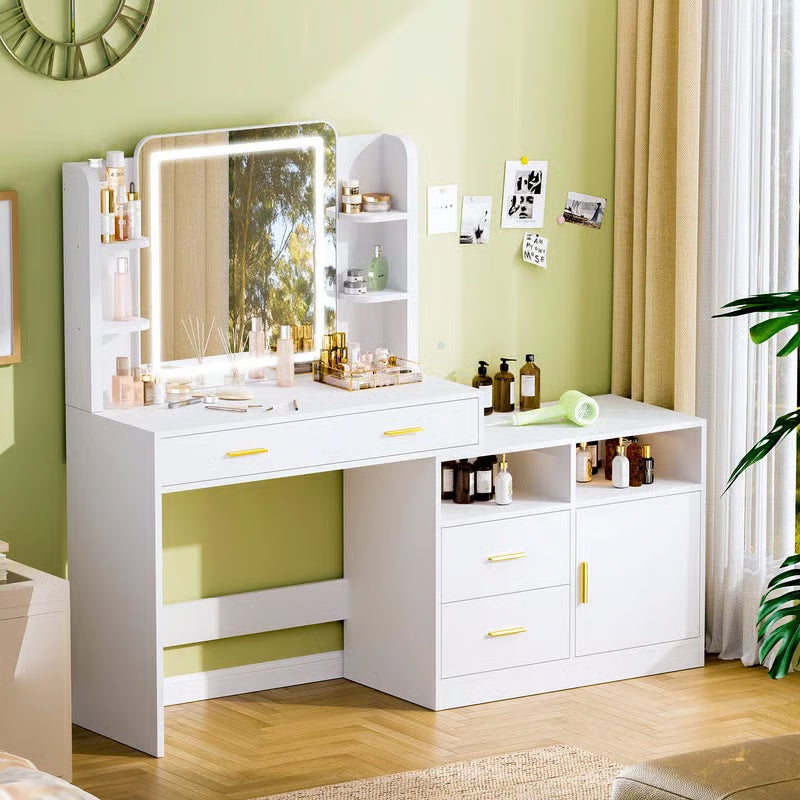 62" White Makeup Vanity Desk-OUCH CART |Dressing table