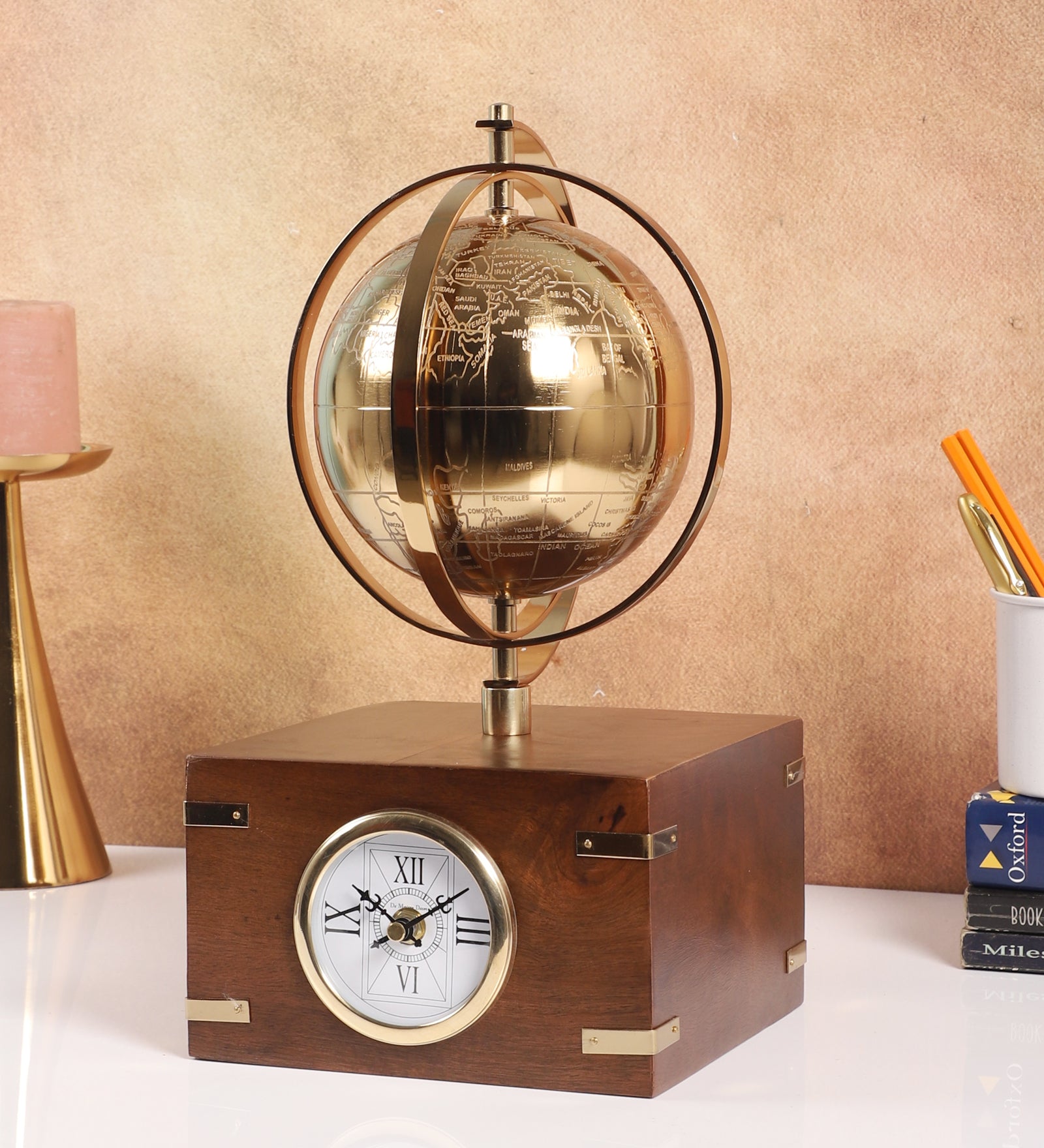 Atlasphere Gold Table Clock - OUCH CART