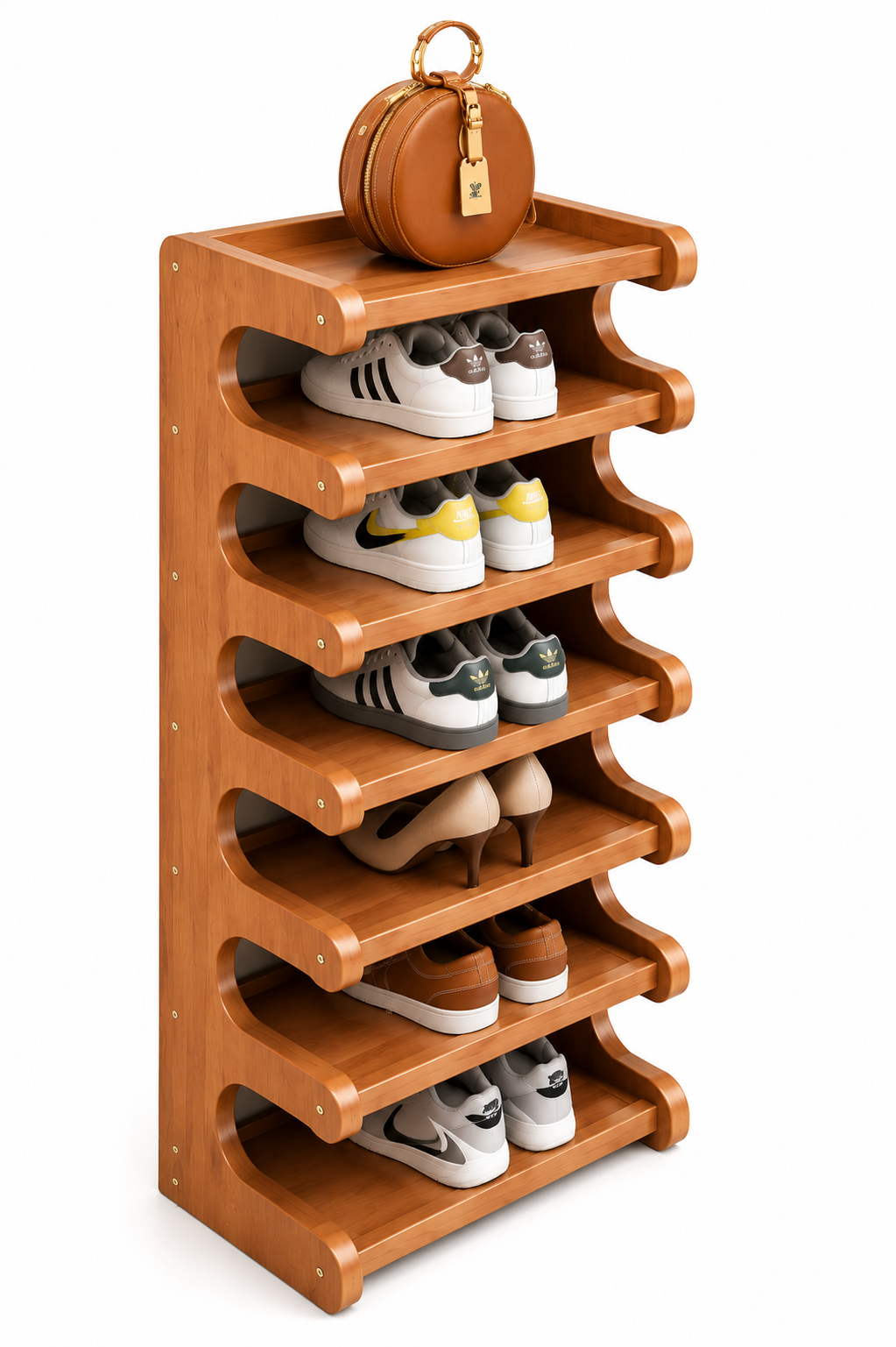 Wooden Vertical Shoe Rack | Multi-Tier Space Saving Shoe Storage Organizer | Slim Shoe Stand for Entryway, Bedroom, Hallway & Living Room