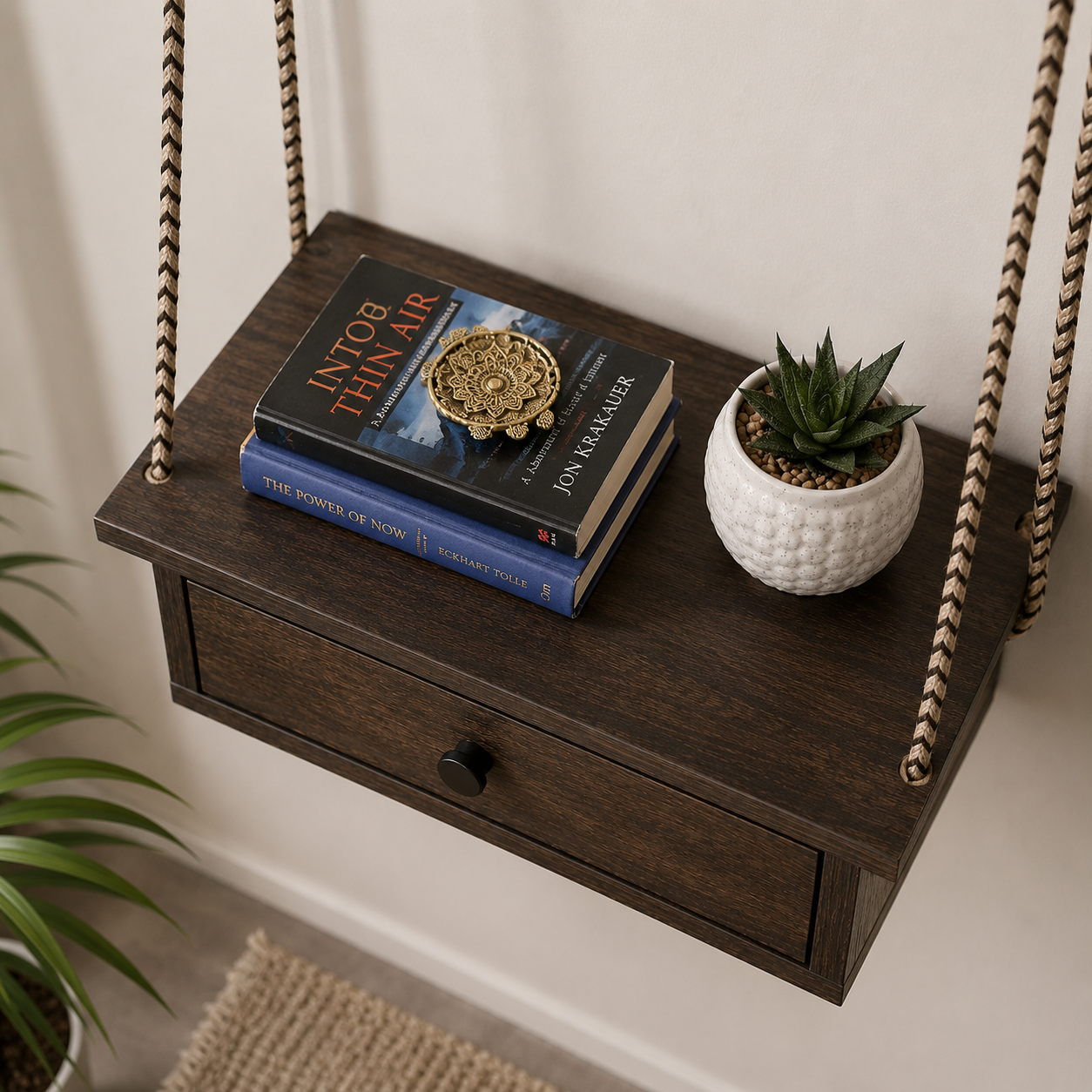 Ouch Cart Rustic Wooden Hanging Wall Shelf