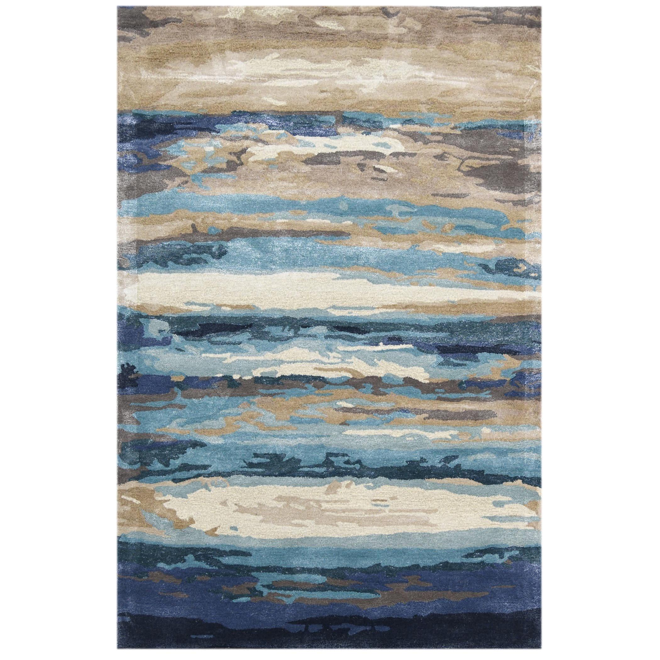 Emerald Wool & Viscose Dream Scape 5x8 Feet Hand-Tufted Carpet - Rug - Ouch Cart 
