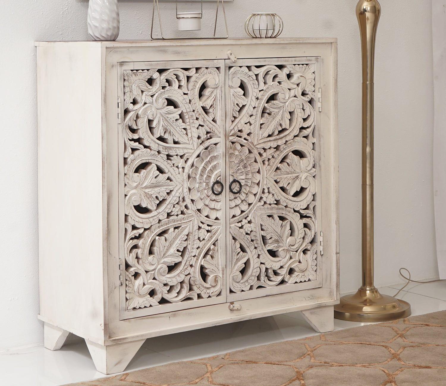 Joshua 2 Door Cabinets and Sideboard (White Finish) - Ouch Cart 