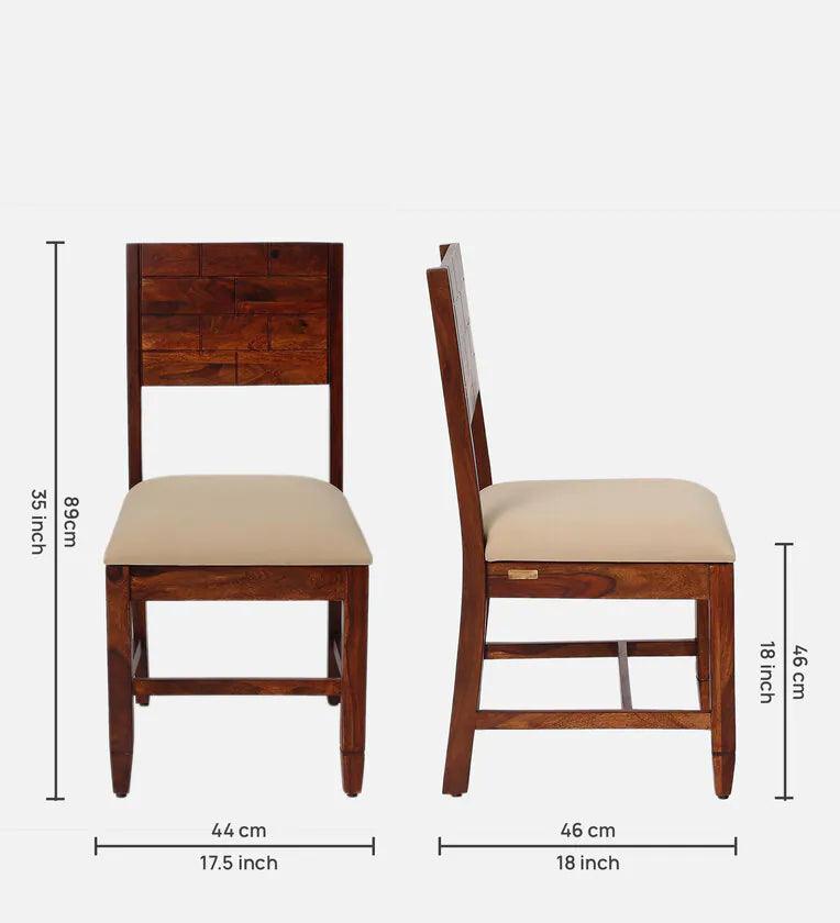Sheesham Wood 4 Seater Dining Set in Scratch Resistant Honey Oak Finish - Ouch Cart 