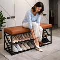 Shoe Rack Bench with Cushion – 2-Tier Storage Organizer Seat for Entryway, Bedroom & Living Room
