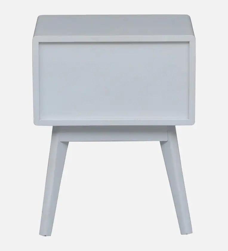 Solid Wood Bedside Table in White Finish - Ouch Cart 