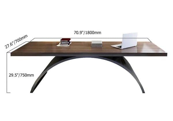 Maricel Rectangular Writing Desk Solid Wood Metal Base Office Desk - Ouch Cart 