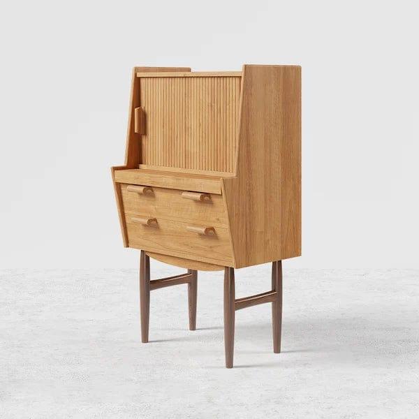 Helga Modern Secretary Desk with Hutch Computer Desk with Ample Storage With Chair - Ouch Cart 