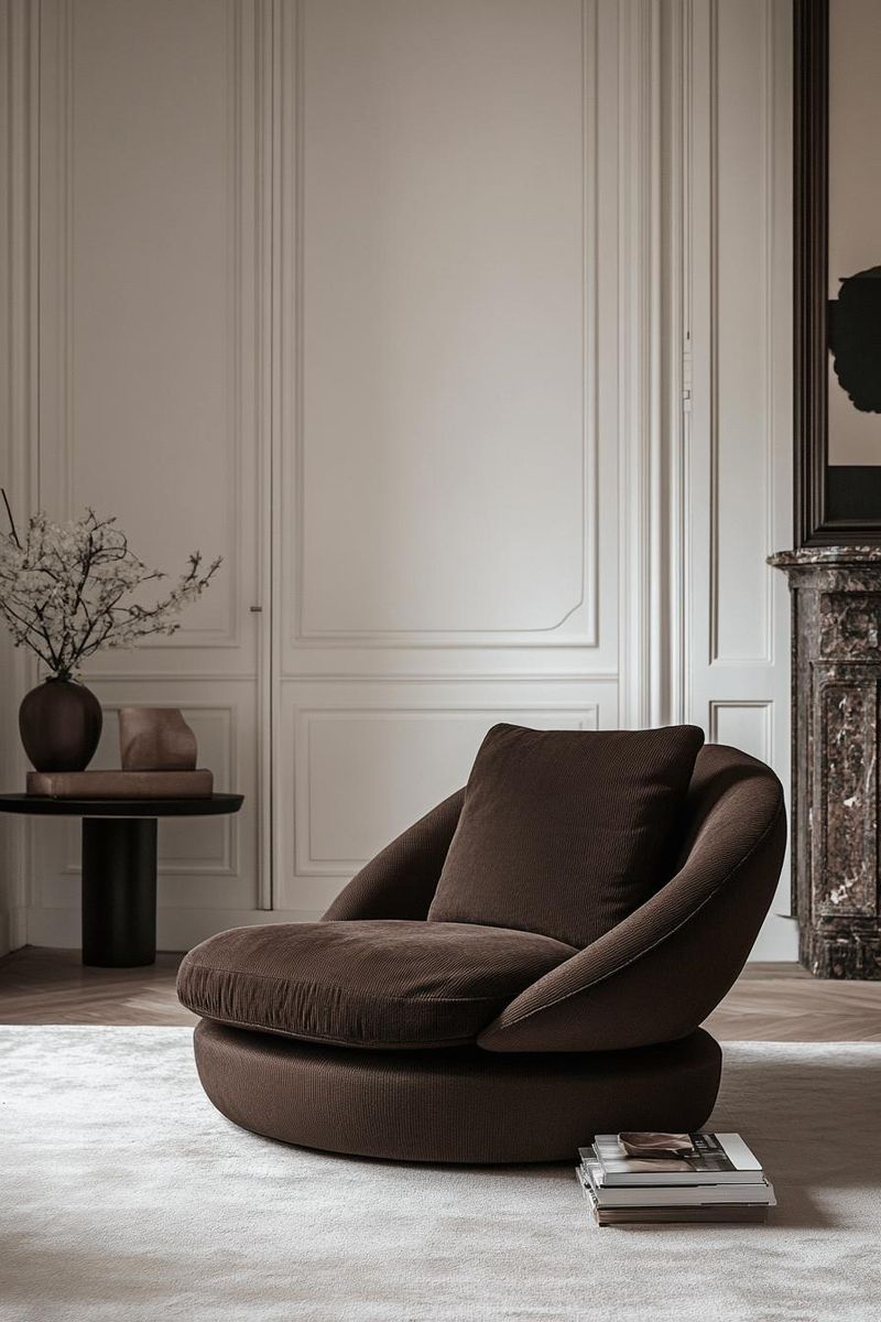 Ouch Cart Modern Brown Upholstered Accent Lounge Chair