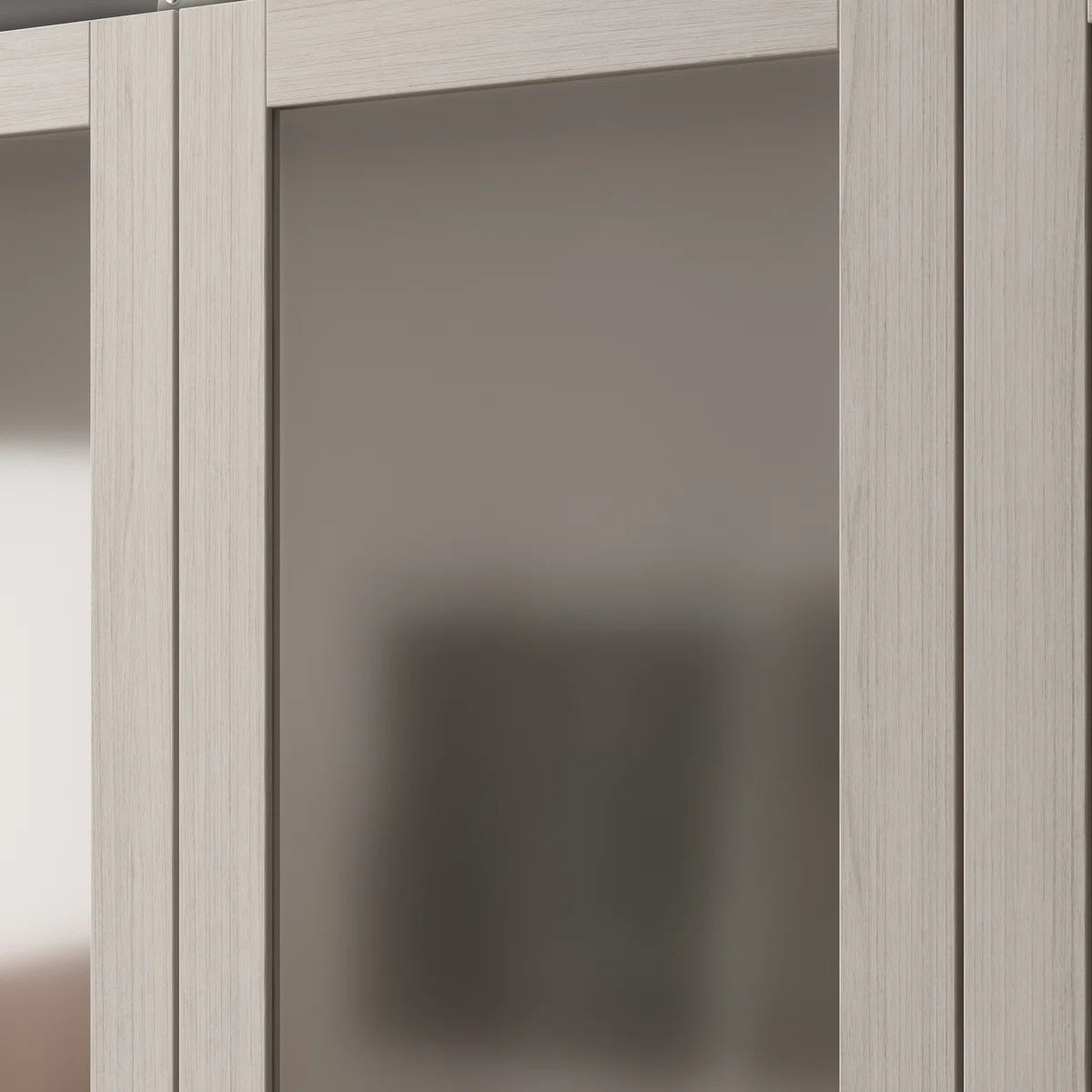 Elegant 4-Door Wardrobe With Frosted Glass Panels, Brass Handles, And Ample Storage Space – Adjustable Shelves And Large Drawers For Modern Organization