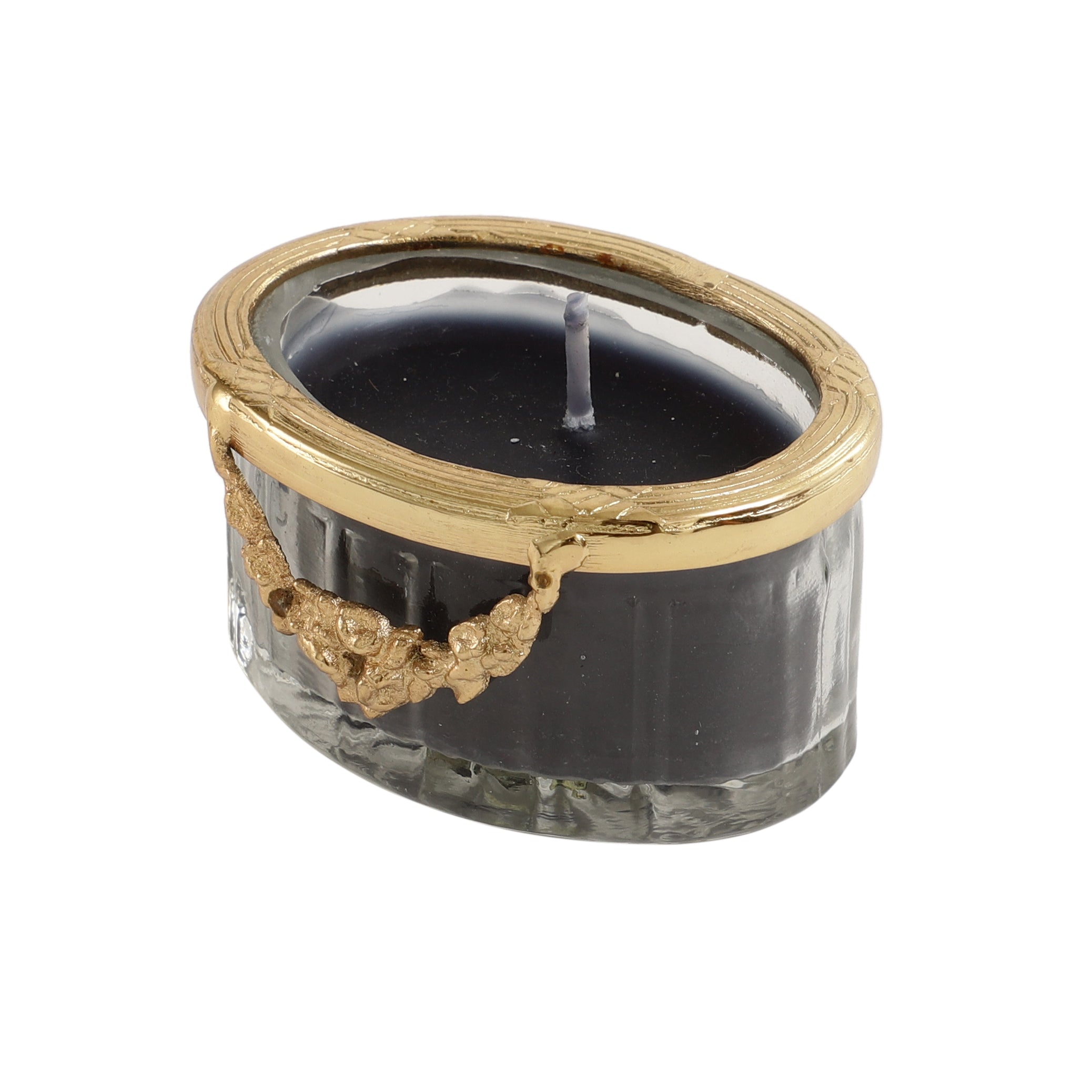 ocean breeze blue Scented candle jar with Golden ring