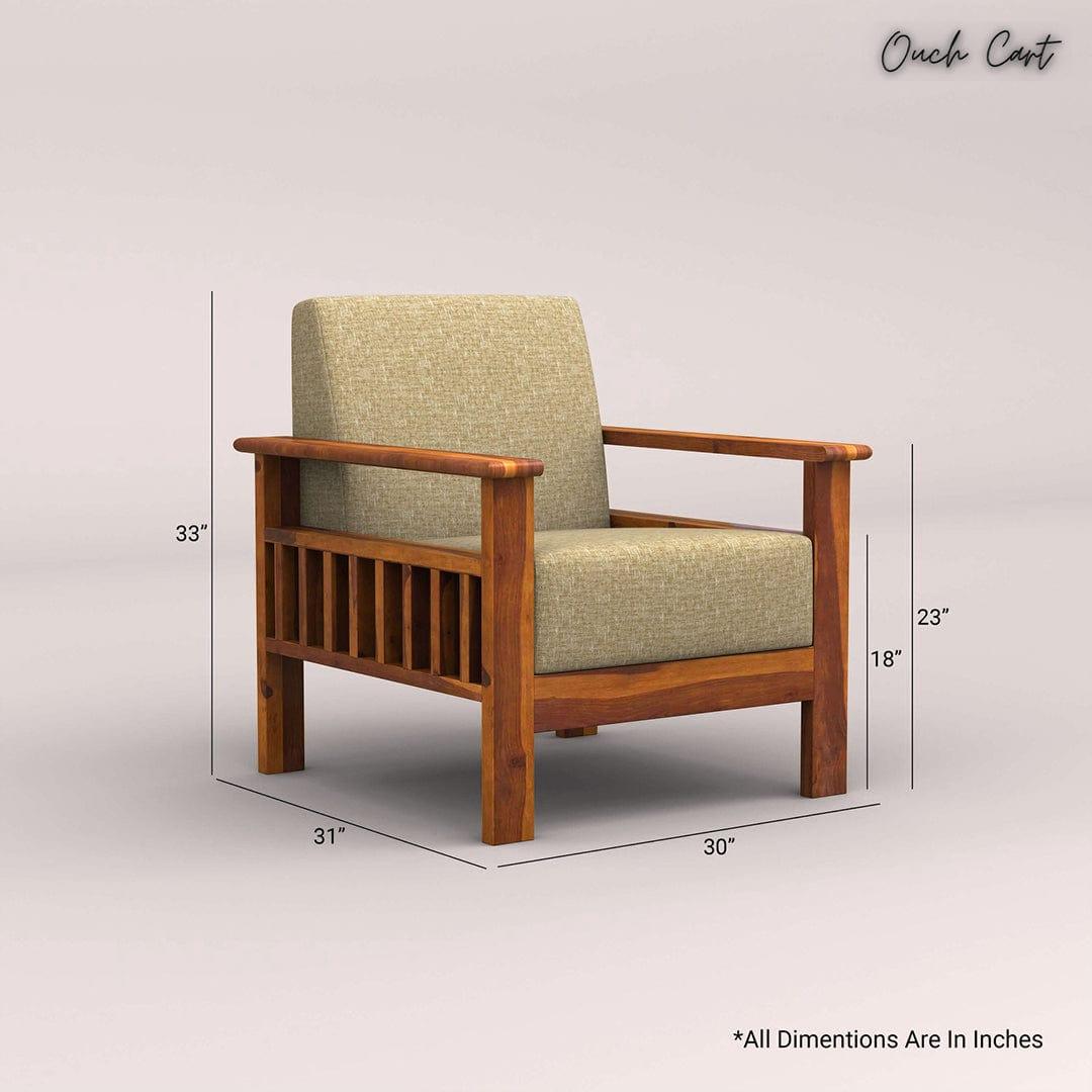 EDWIN 3+1+1 WOODEN SOFA SET (HONEY FINISH) - Ouch Cart 