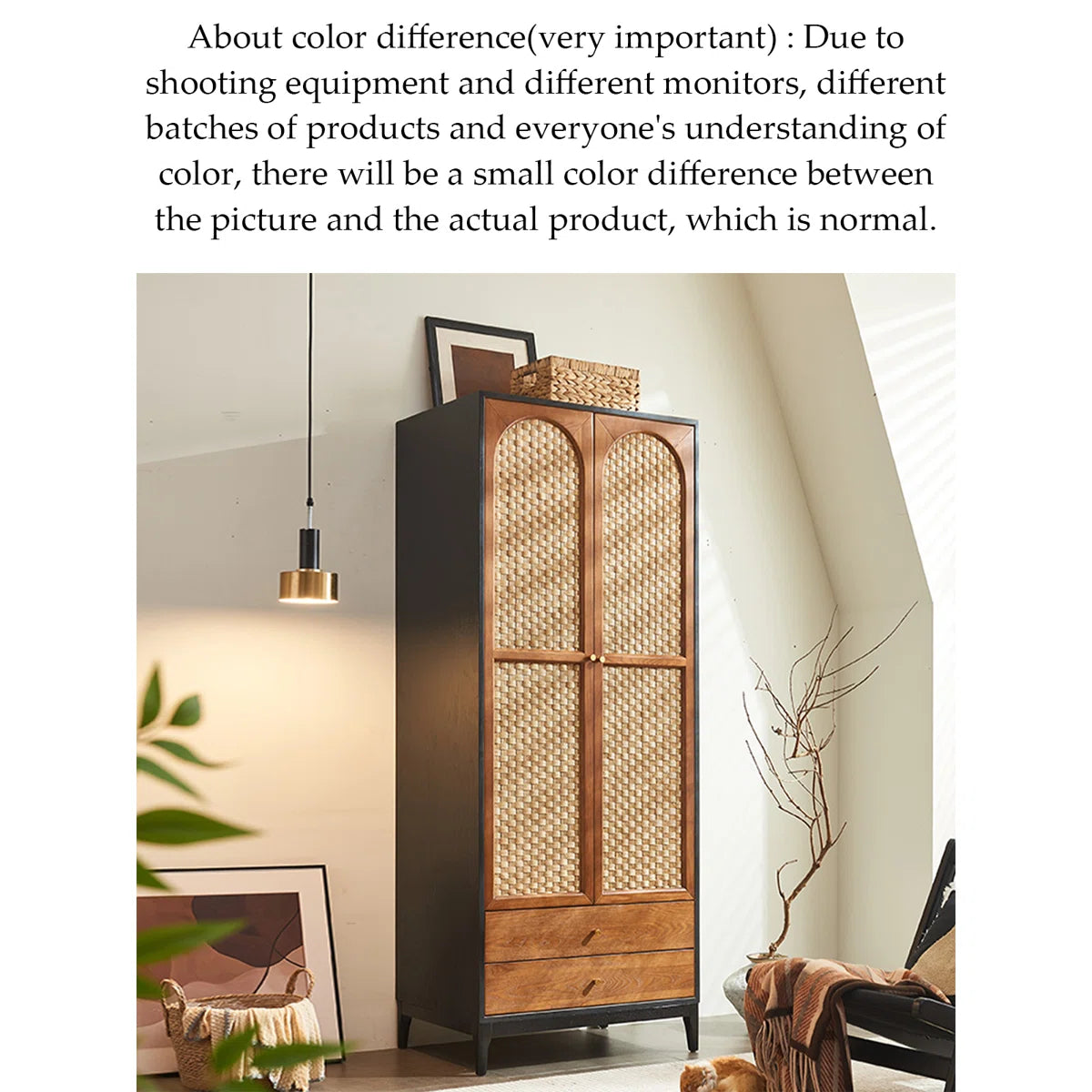 Mid-Century Style Solid Wood Wardrobe