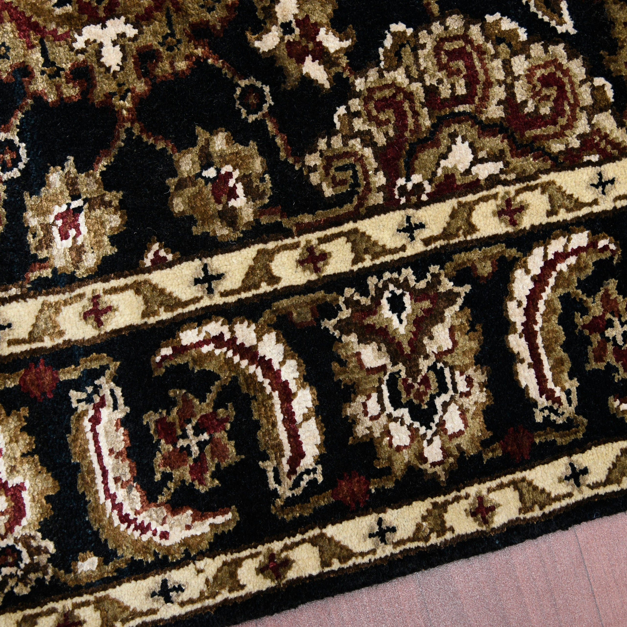 Luxor Classic Pattern Hand Knotted  Rectangle Anti-Skid Designer Carpet, Prayer Rug For Office Cabins, Small Living Spaces - 2'X3'