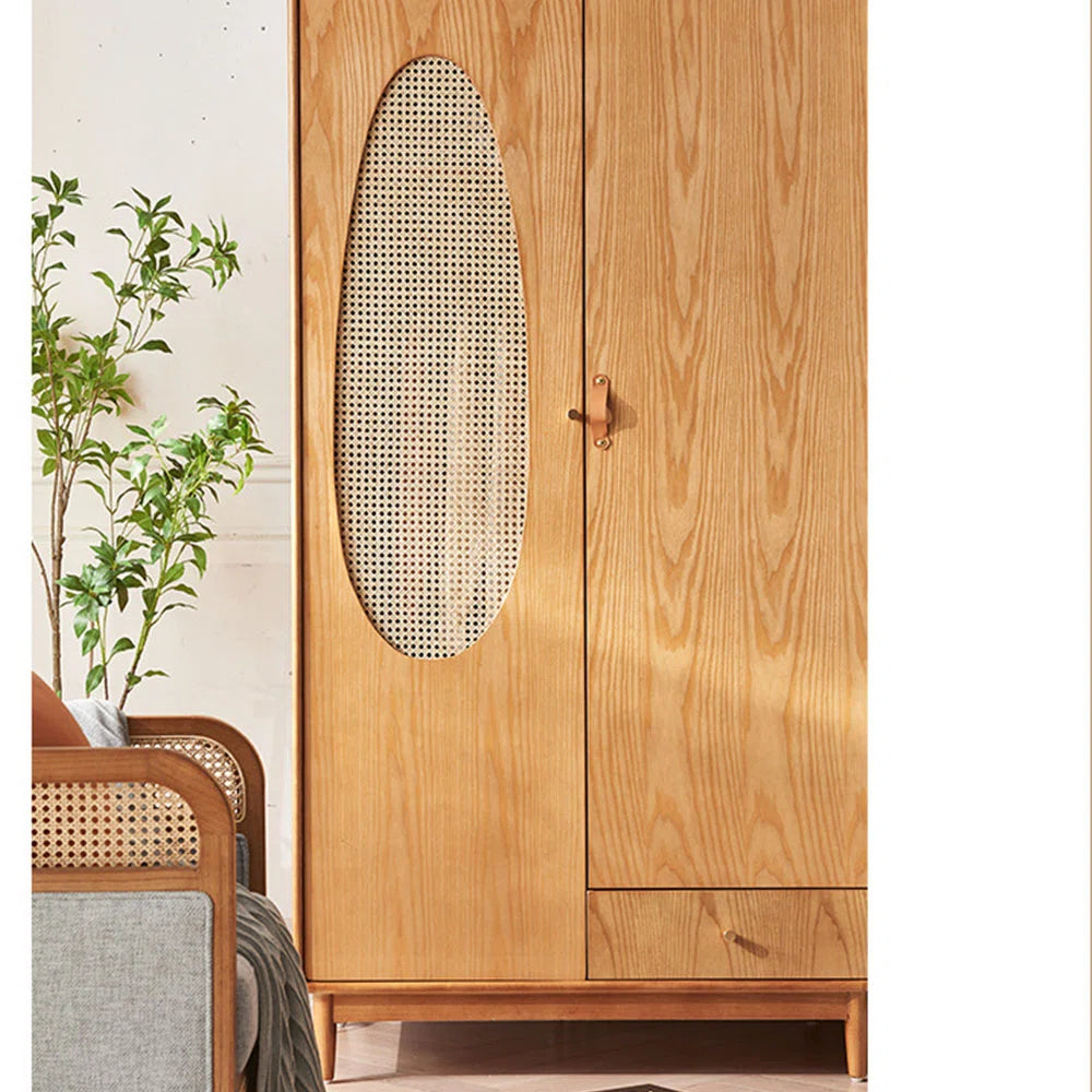 Wood Double Door Storage Cabinet With Drawers Armoire