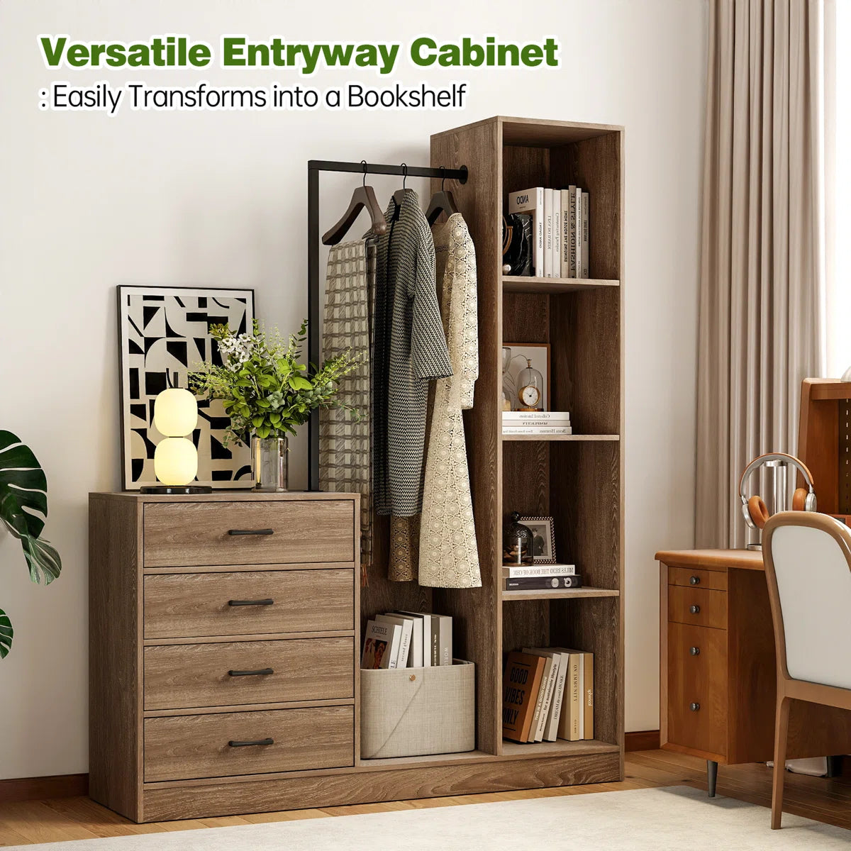 71'' Entryway Wardrobe Cabinet With Drawers And Storage