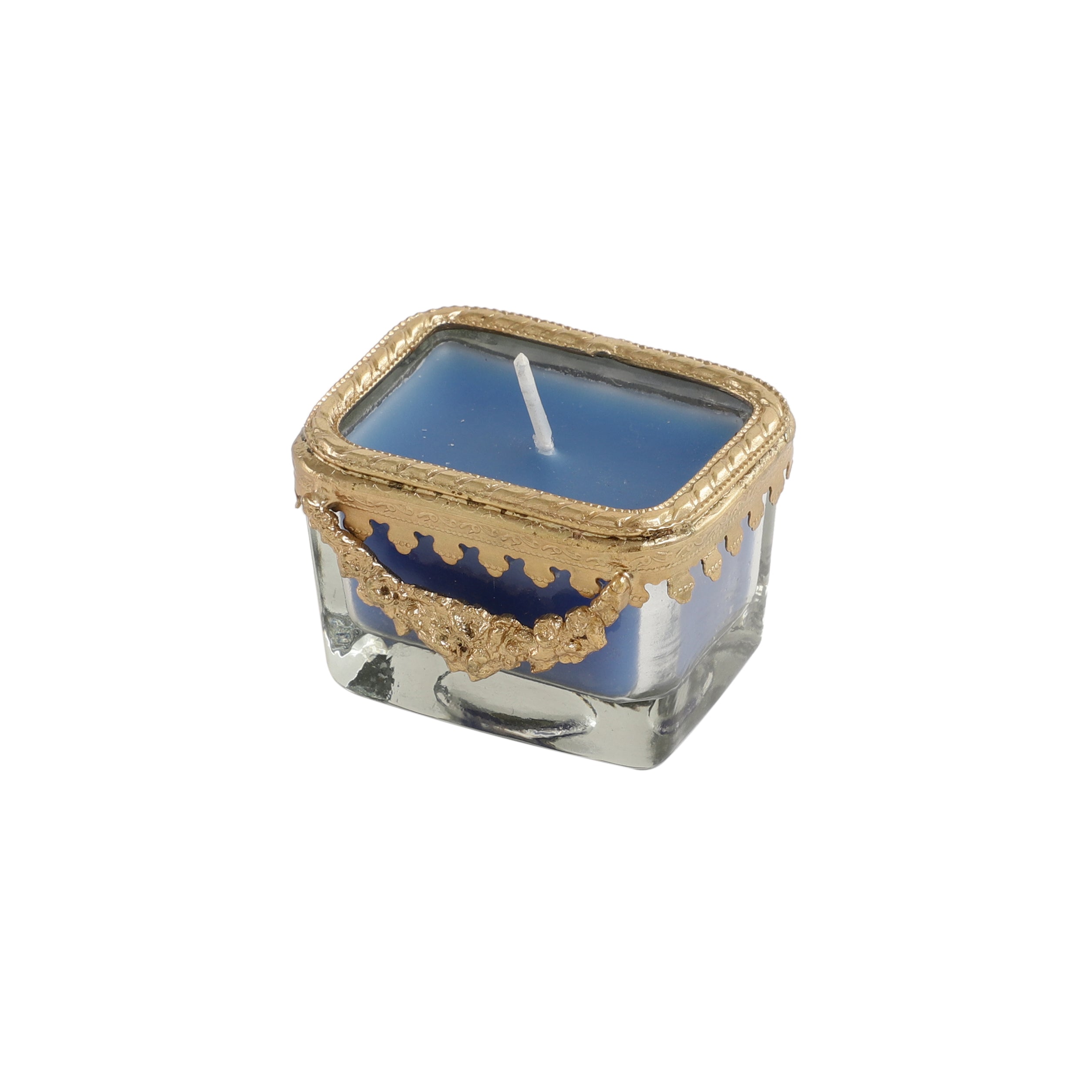 ocean breeze blue Scented candle glass jar with Golden ring | candle jar 