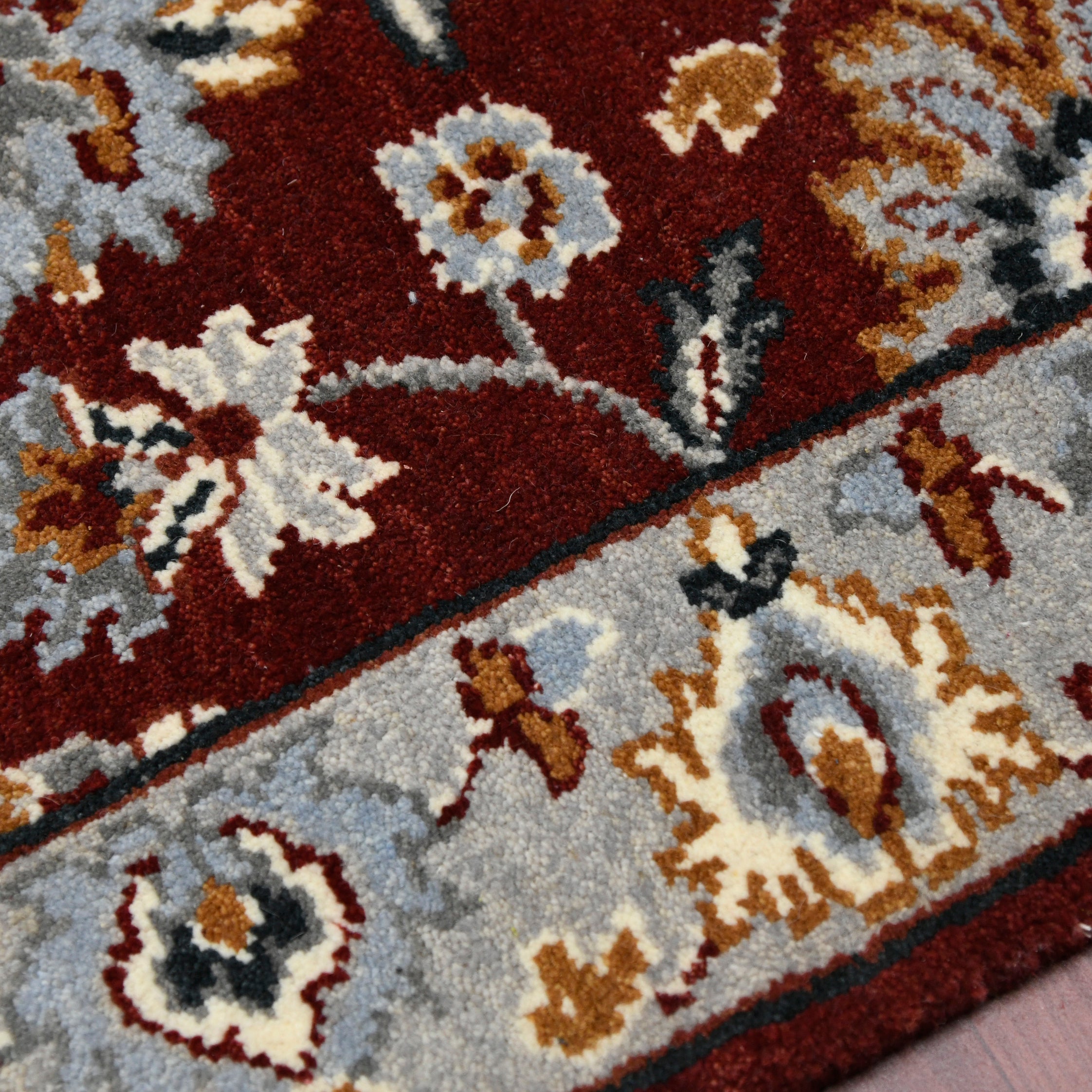 Luxor Classic Pattern Hand Knotted  Rectangle Anti-Skid Designer Carpet, Prayer Rug For Office Cabins, Small Living Spaces - 2'X3'