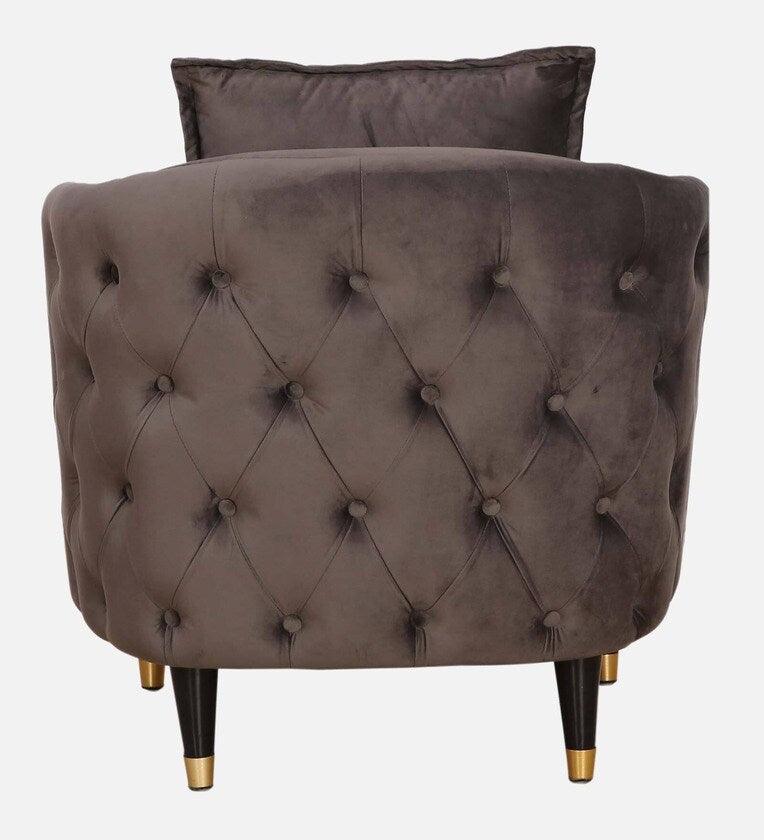 Velvet 1 Seater Sofa In Grey Colour - Ouch Cart 