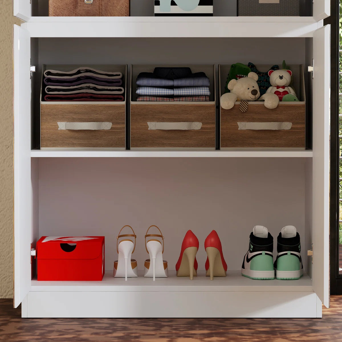 Shadrick Modern Mirrored Wardrobe With Ample Storage And Stylish Designproduct Title:Modern Entryway Cabinet With Spacious Drawers - Sleek Design