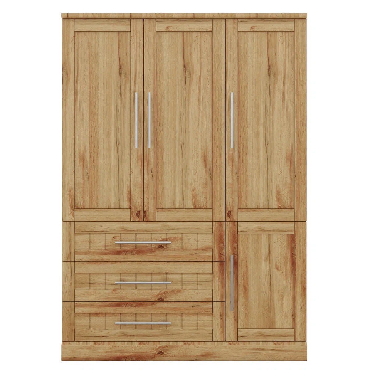 4 Door Wardrobe Armoire Closet With 3 Drawers And Hanging Rail
