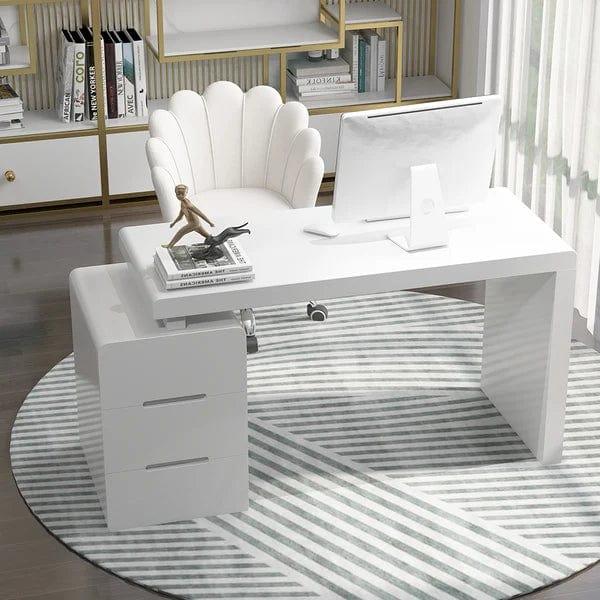 Riko 3-Drawer Writing Desk with Storage Cabinet for Office Home Office - Ouch Cart 