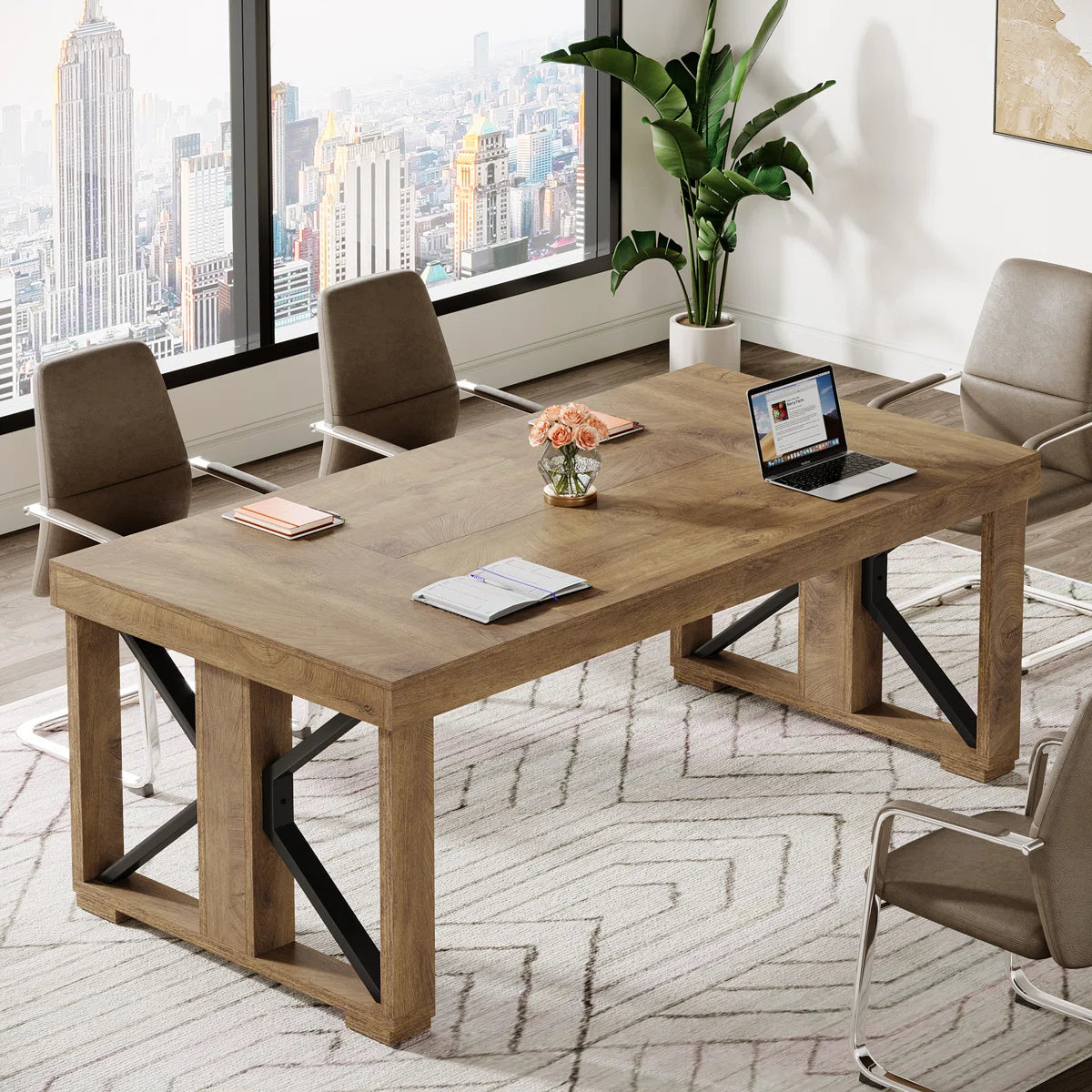 70.86" Rectangular Conference Table For 6-8, Large Business Seminar Table For Meeting room