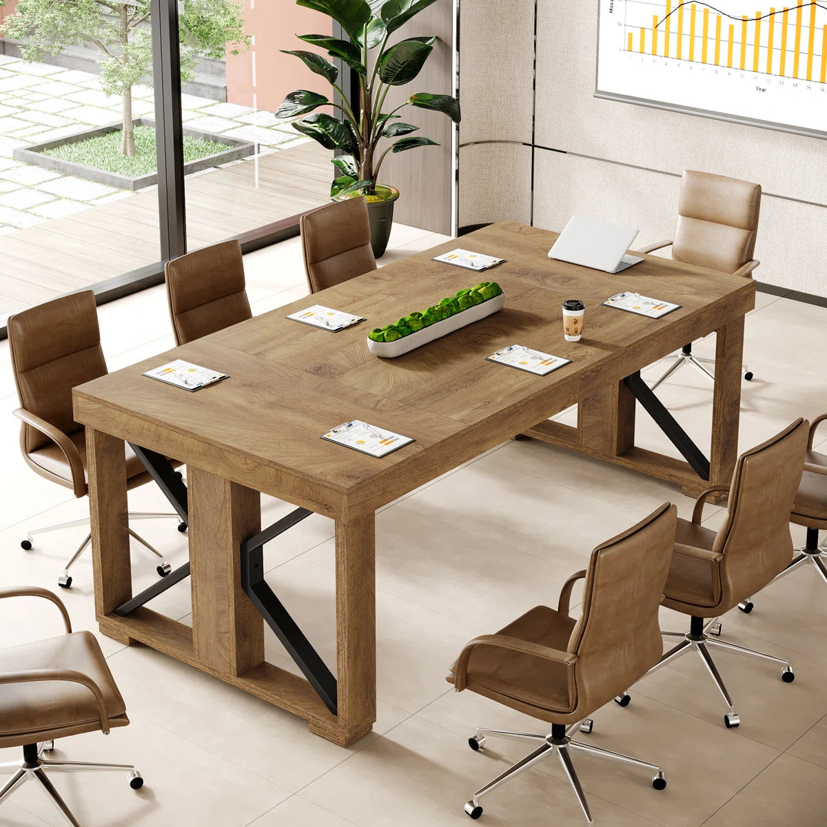 70.86" Rectangular Conference Table For 6-8, Large Business Seminar Table For Meeting room