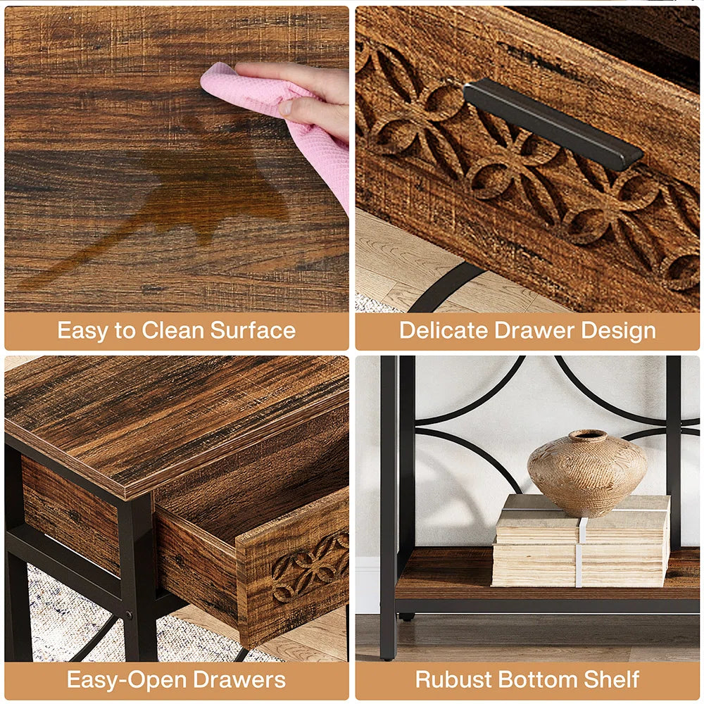 Rustic Console Table with 3 Drawers – 70.8'' Extra Long Entryway & Living Room Table