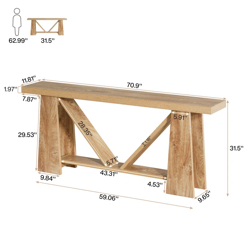 Long Console Table, Farmhouse Entryway Table