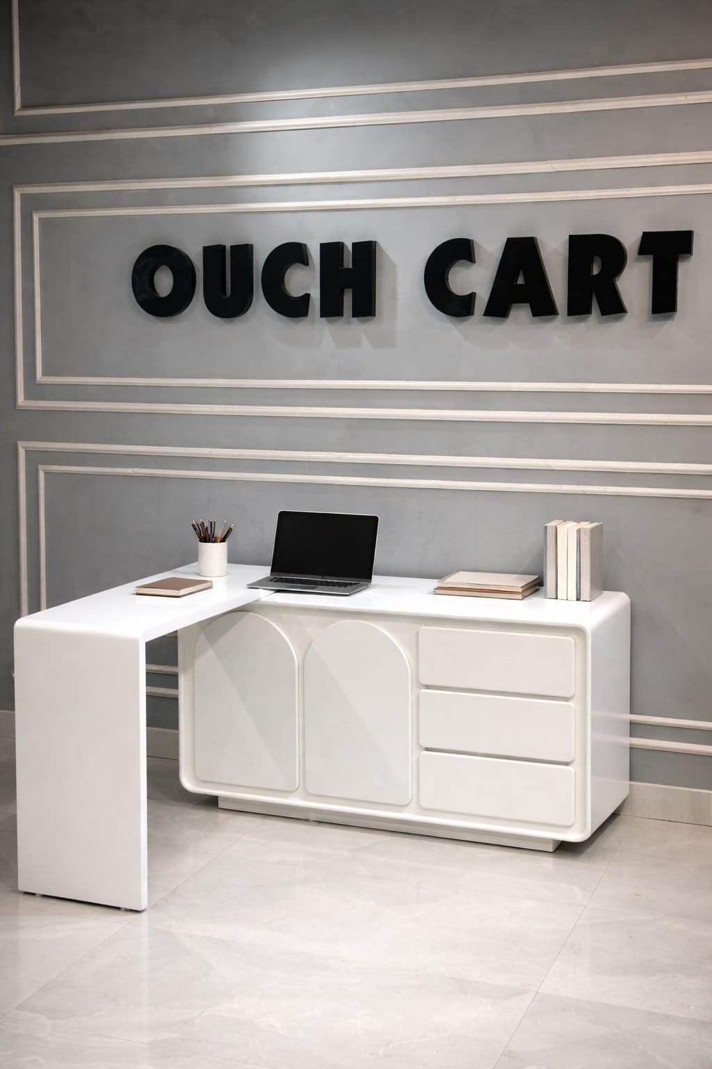 Aoi White L-Shape Executive Desk Large Home Office Desk Storage Drawers & Cabinet Left Hand
