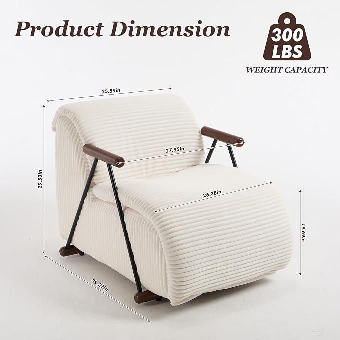 Ouch Cart Modern Upholstered Lounge Chair with Wooden Armrests | Cozy Accent Chair
