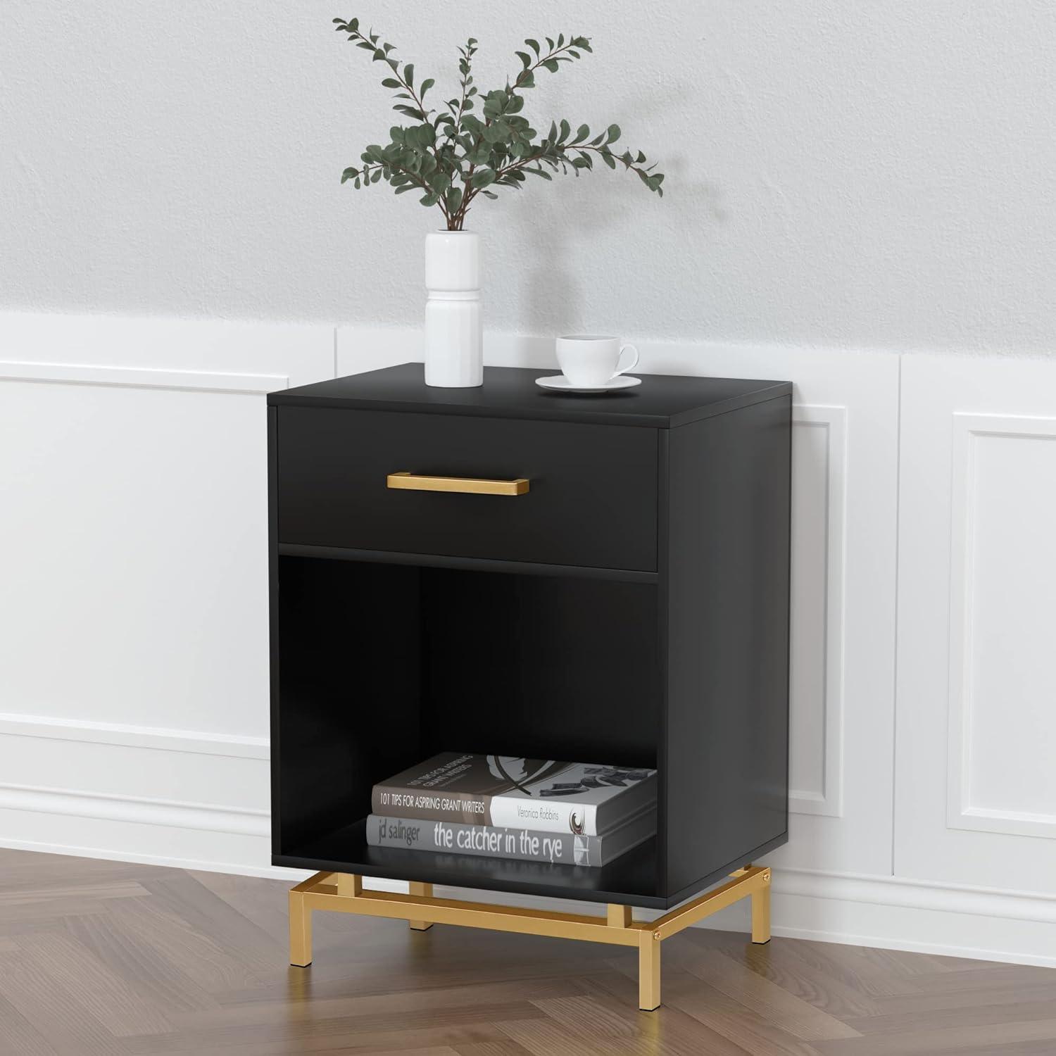 Ryan Wood Nightstand, 25" H Mid Century Modern Nightstand Bedside Table with Drawer for Bedroom Living Room , - Ouch Cart 