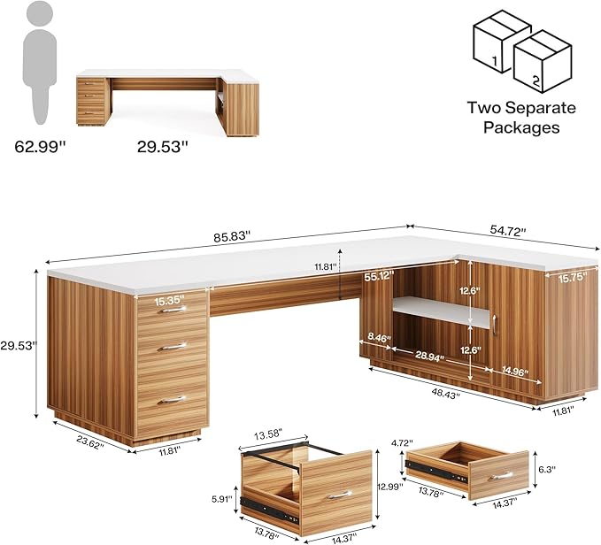 Ouch Cart Large L-Shaped Executive Office Desk with Storage
